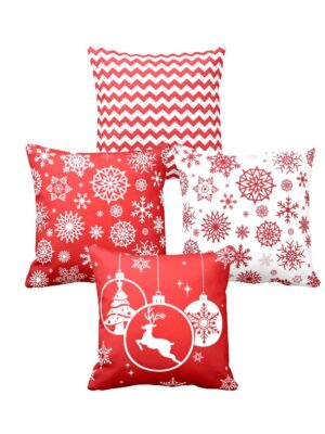 Merry Christmas Cushion Covers Set of 4 – Stocking Snowman Santa | 24x24