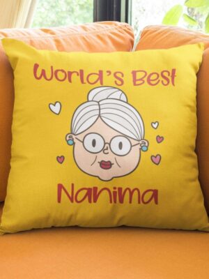 Worlds Best Nanima Gift for Grandmother Cushion Cover 12x12 inches