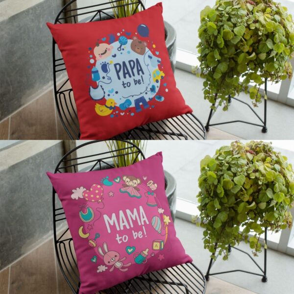 New Papa Mama to Be Gift for Mom to Be Cushion Cover Set of 2 24x24 inches