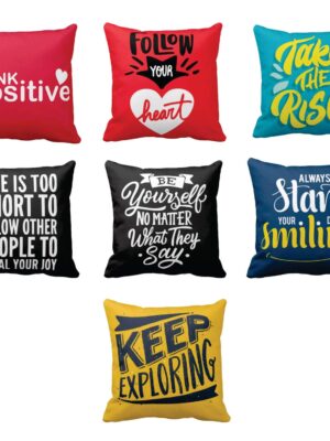 Multicolour Abstract Print Cushion Cover Set of 7 16x16 inches