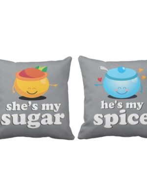 Sugar Spice Love Gift for Couple Cushion Cover Set of 2 16x16 inches