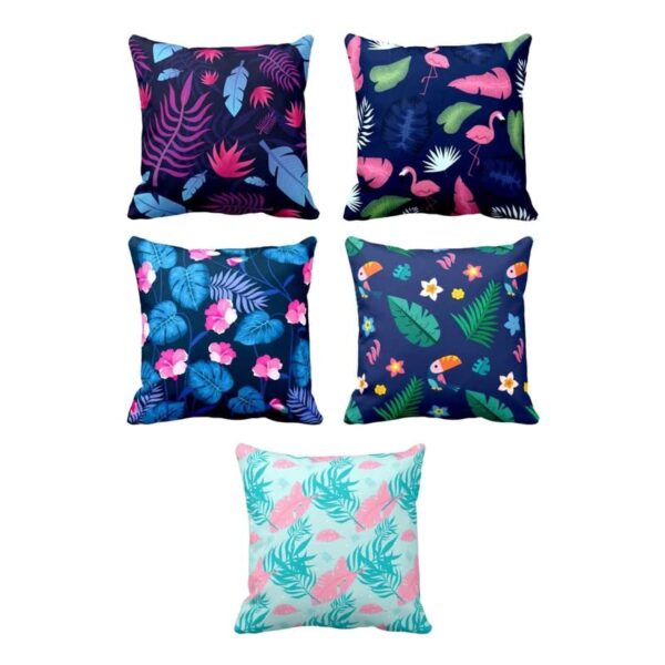 Assorted Floral Print Home Decor Cushion Cover Set of 5 20x20 inches