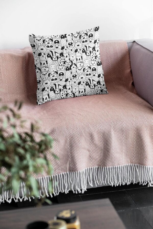 Cute Cartoon Black White Cushion with Filler 12x12 inches