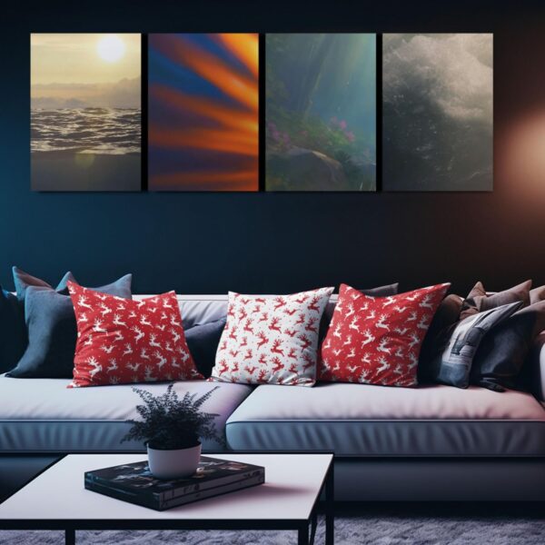 Xmas Reindeer Snowman Christmas Gift Cushion Cover Set of 3 20x20 inches