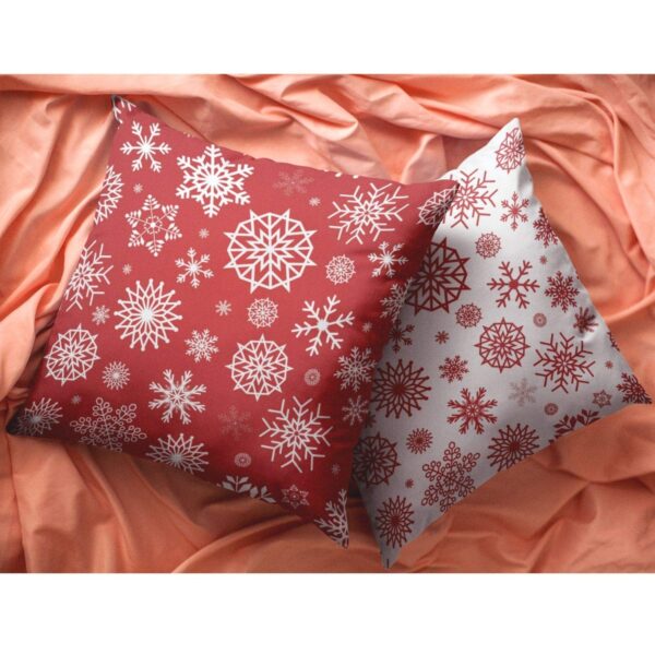 Xmas Snowflakes Snowman Christmas Gift Cushion Cover Set of 2 20x20 inches