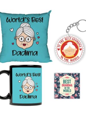 Worlds Best Dadi Ma Gift for Grandmother Cushion Cover Set of 4
