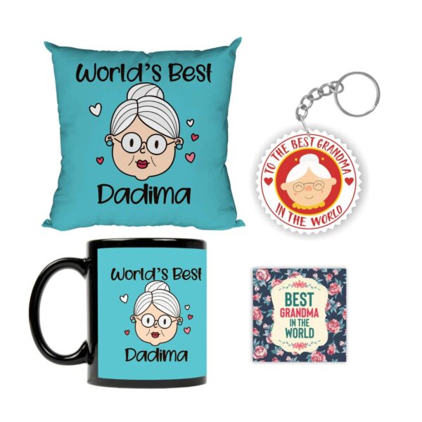 Worlds Best Dadi Ma Gift for Grandmother Cushion Cover Set of 4
