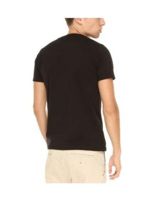 back side of black round neck Tshirt